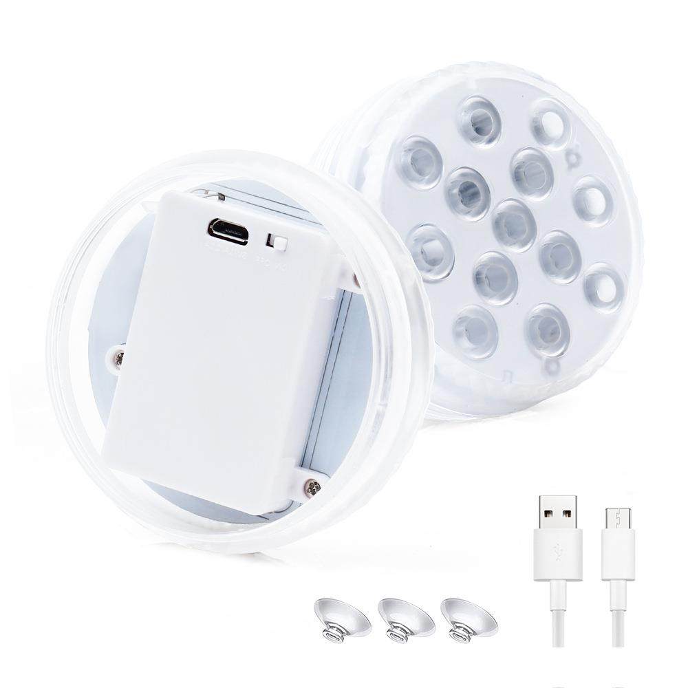 热销USB充电款遥控潜水灯13led泳池鱼缸装饰七彩发光水底灯,家装灯饰光源,水下灯,淘宝优惠券,粉丝福利购,淘宝优惠卷