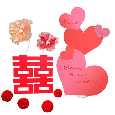 婚房布置新款爱心kt板立体结婚套装客厅背景墙装饰卧室婚房布置场