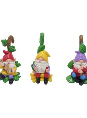 新品精灵乐队花盆挂件套装树脂花园矮人雕像盆栽装饰壁挂摆件