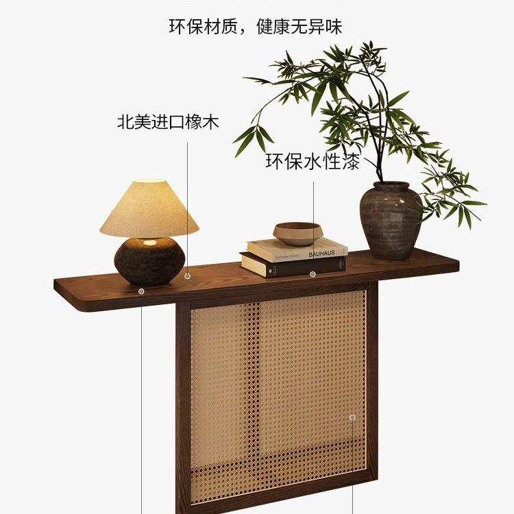 中古风橡木玄关桌长条几家用原木中式靠墙条案装饰入户玄关台案台