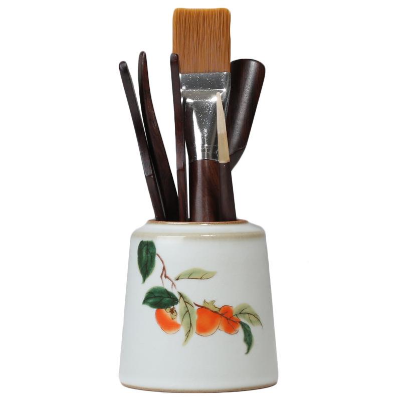 窑月子白柿茶六君子实木功ALR夫茶具配件茶笔道茶汝夹