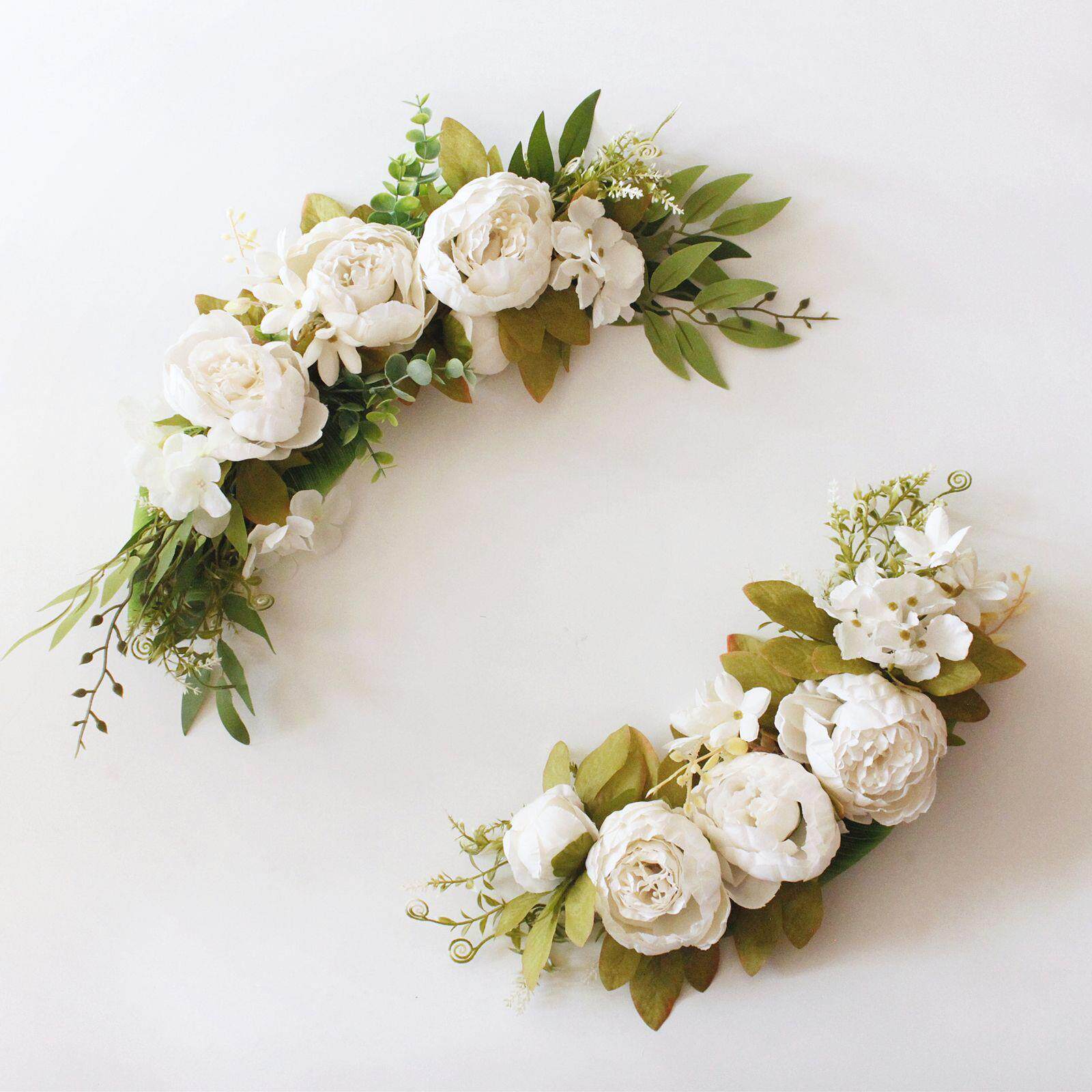 人造花仿真花绢花牡丹花环结婚婚礼生日壁饰墙饰椅背花镜前花