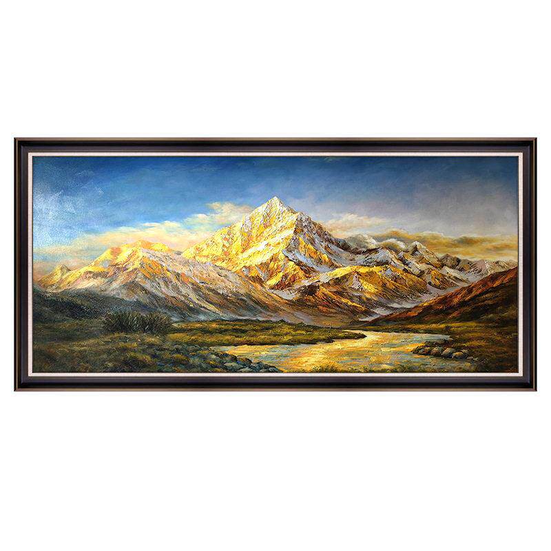 手绘油画定制客厅级感挂画金山聚盆公室风水聚财纯手绘油画
