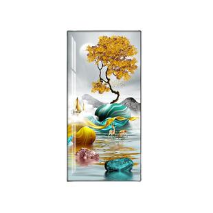 入户玄关廊装饰AJT画竖版现代走过晶正道挂画大气轻奢对门玄幻瓷