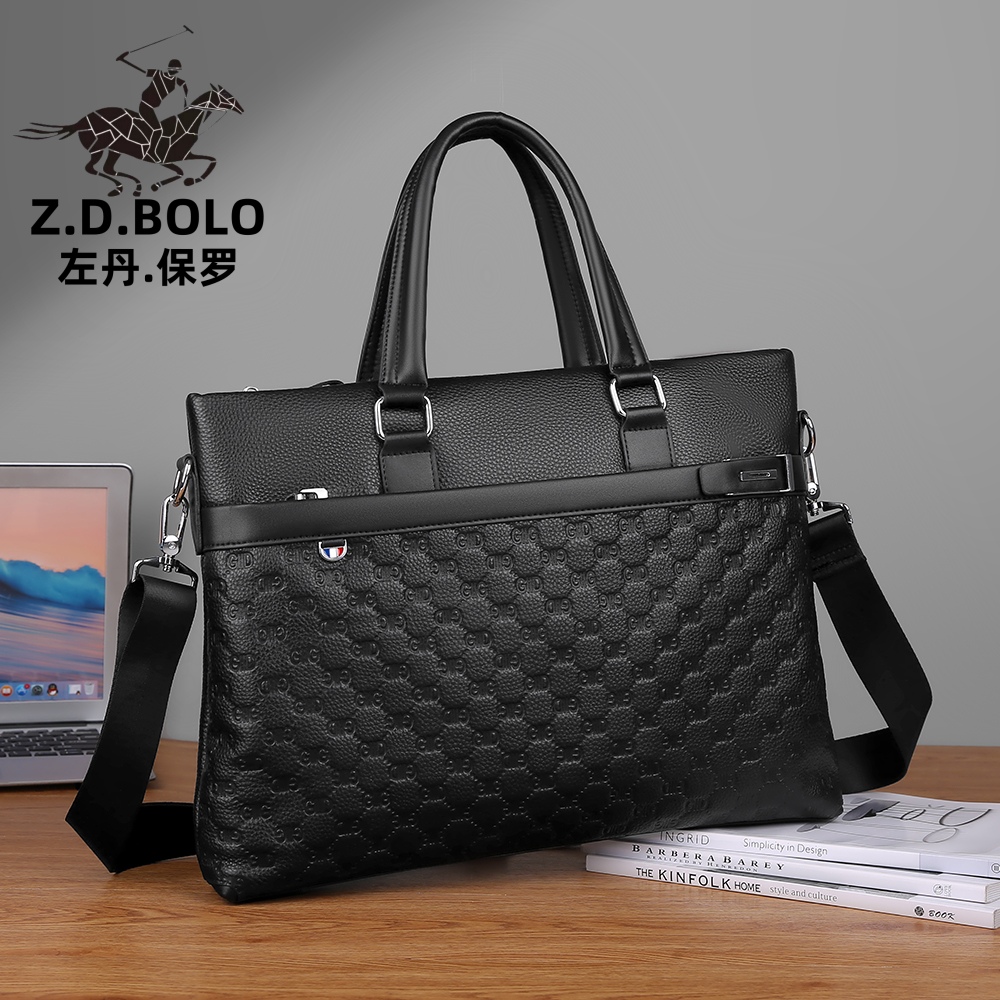 保罗新款真皮公文包头层牛皮