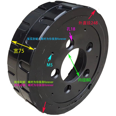 1.6吨力达电动堆高机黑色花纹橡胶驱动轮方向轮248*75*80 后轱辘