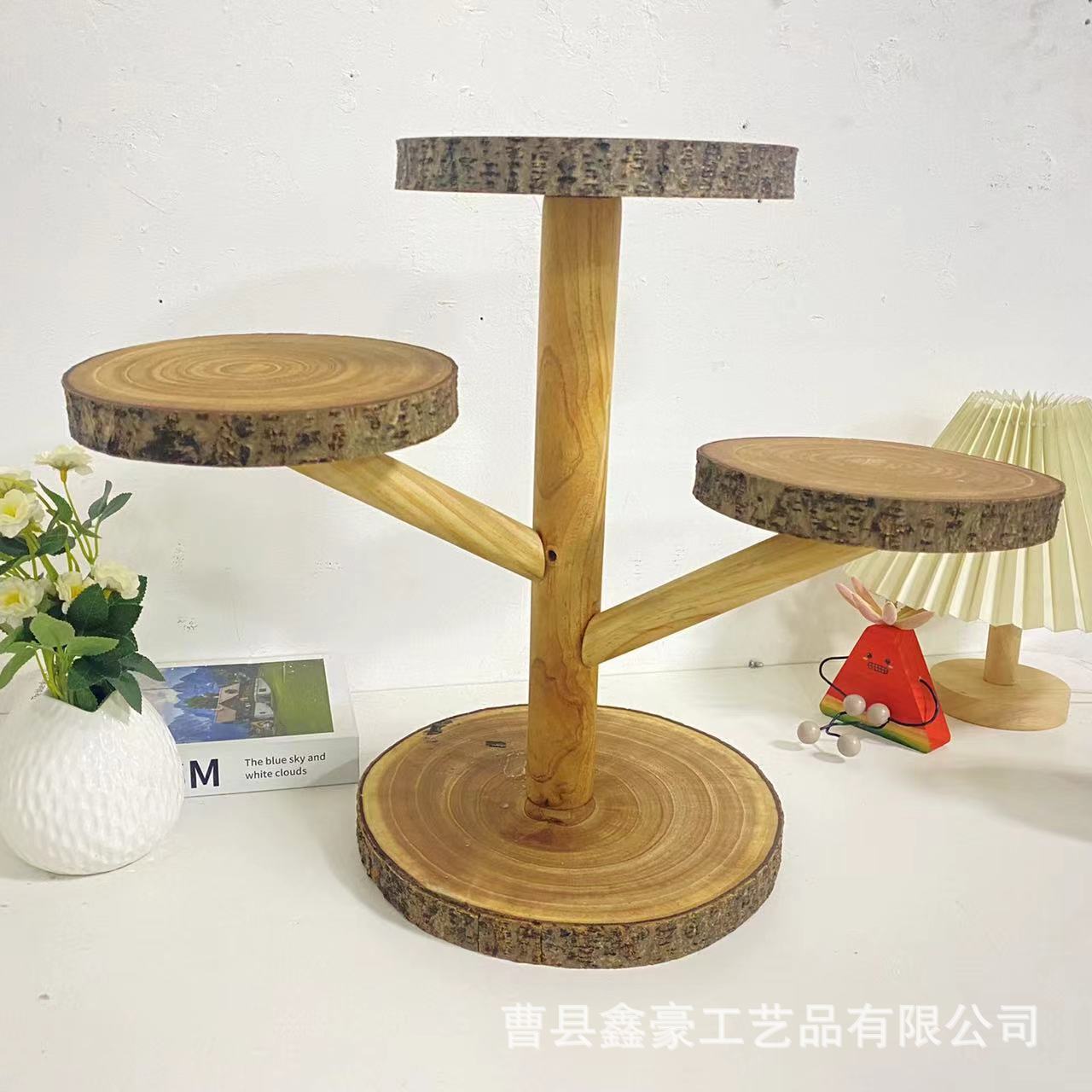展架原木落地批发花架实木客厅阶梯置物架花盆花架子折叠落地式