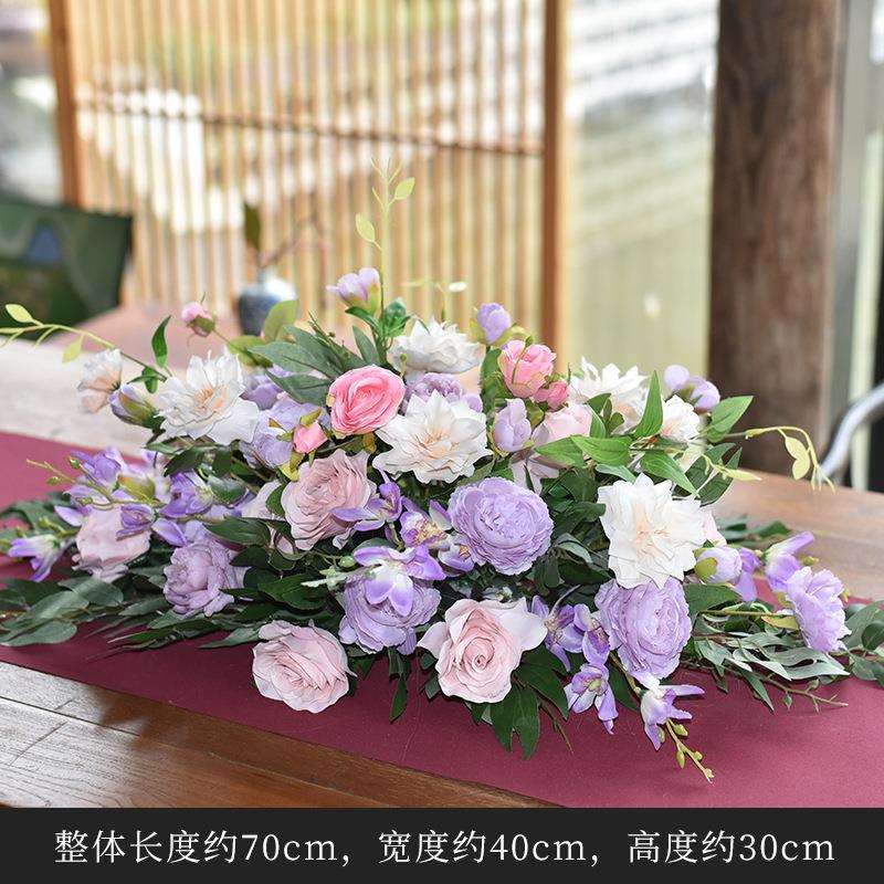 假花仿真花高档长形餐桌花摆花酒店餐厅会议室客厅摆设台装饰花艺