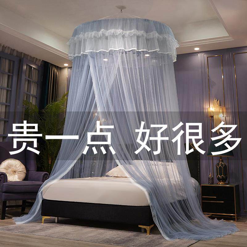 免打孔吊顶圆顶公主风加密蚊帐家用卧室1.8m床2026高级吸顶免安装