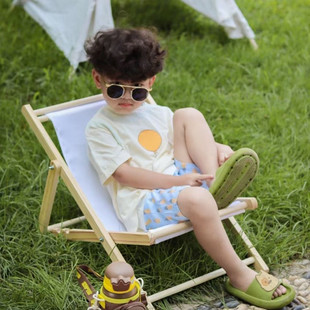 户外沙滩椅实木躺椅小号折叠椅子儿童躺椅摄影道具阳台宝宝休闲椅