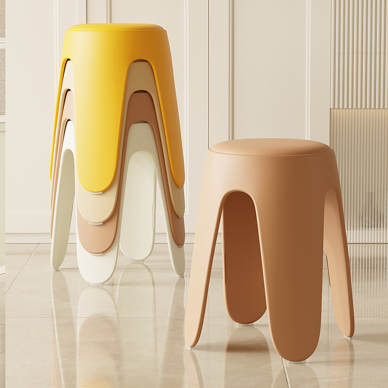 软包凳子家用可叠放备用加厚塑料方凳高板凳大人结实客厅餐桌椅子