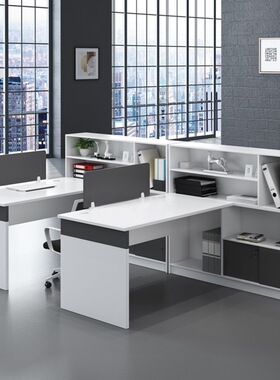 白色财务桌简约现代4/6人位工位办公室隔断职员办公桌椅组合单人