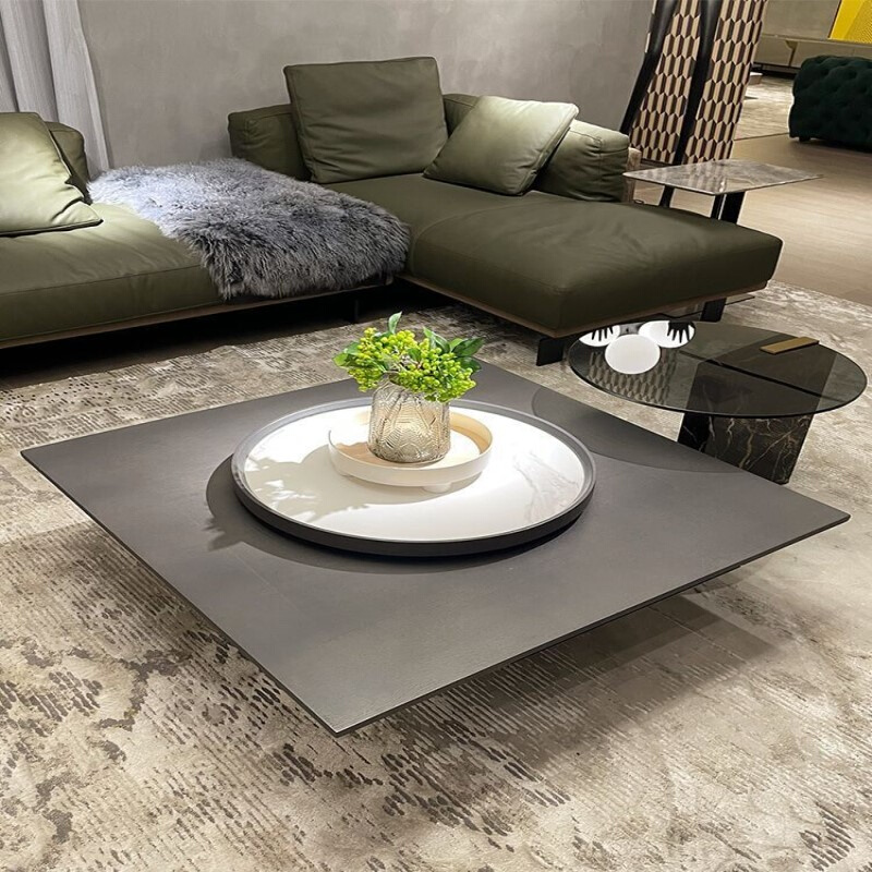 意式轻奢风小户型北欧极简岩板方形茶几电视柜组合客厅家用高级感