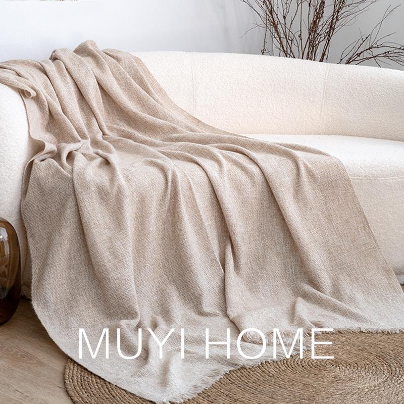 彷羊绒夹花拉绒休闲 毯客厅沙发毯现代简约毛毯盖毯民宿床尾毯