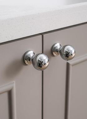 INDOORS极简黄铜圆球拉手实心纯铜金色银色法式轻奢柜门小把手