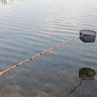 江湖川仿竹日式并继抄网超轻硬玉柄插节碳素抄网杆2.1米2.7米网兜