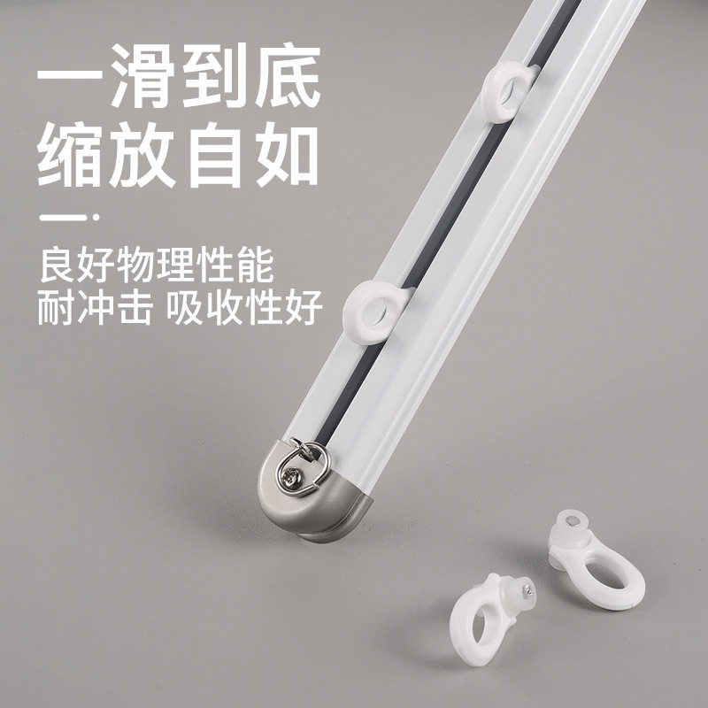 窗饰轨道伸缩轨道顶装单双轨 侧装静音滑轨 窗帘杆直轨导轨铝合金