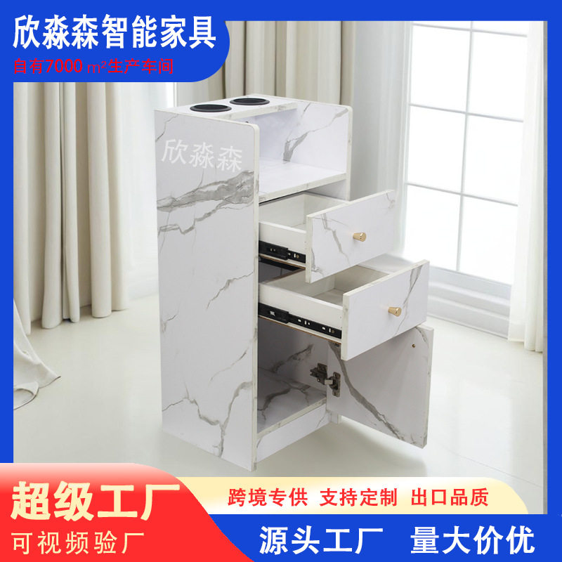 美发工具柜简约发廊工具车复古理发店抽屉式专用多功能实木推车