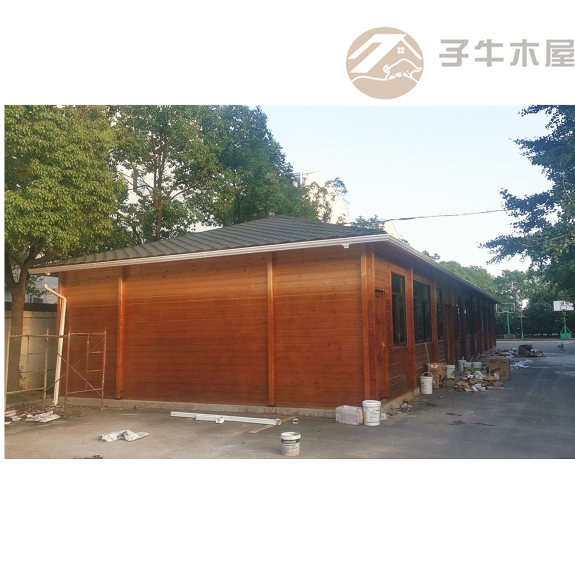 原木特色休闲教室木屋木结构集装箱板房带装修别墅图纸木屋成品房