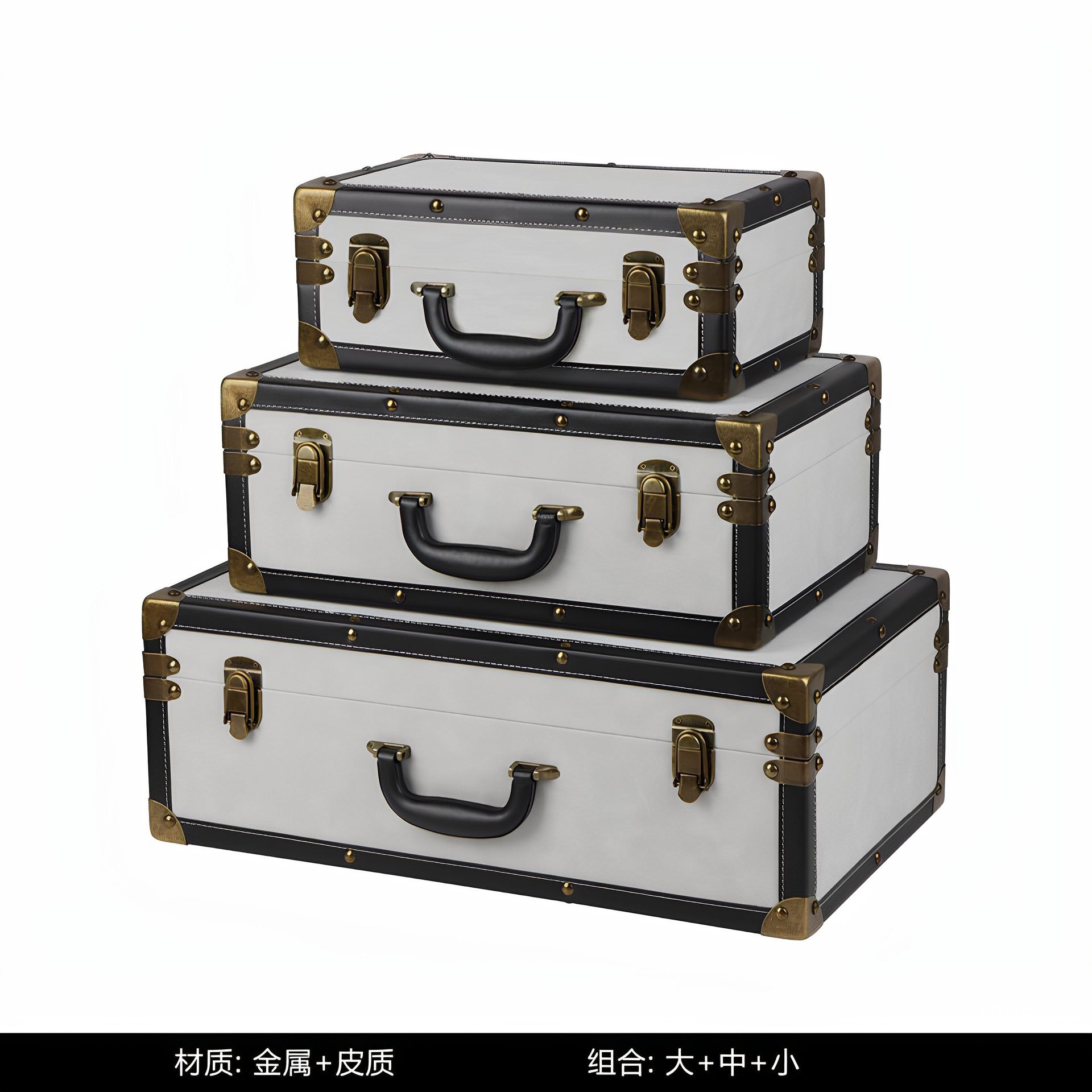 样板间皮革复古手提收纳箱皮绒衣帽间整理箱储物箱陈列装饰箱摆件