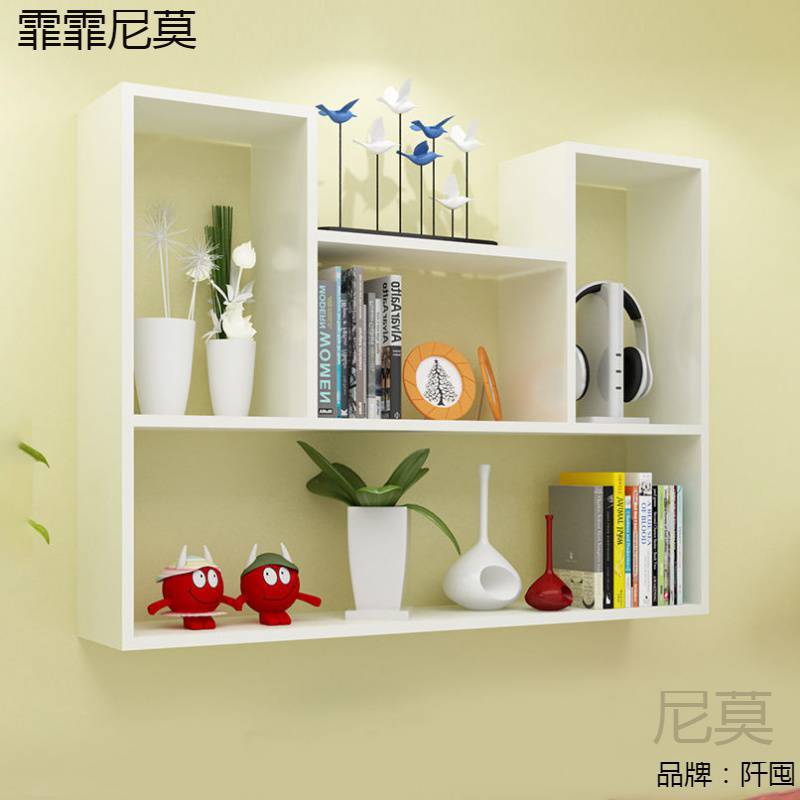 简约现代免打孔壁挂书酒架