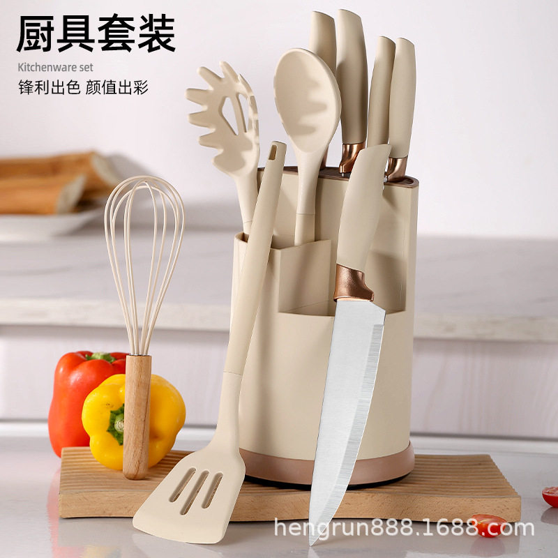 硅胶锅铲耐高温白色木柄汤勺家用烹饪不粘锅铲子铲勺厨房护锅铲