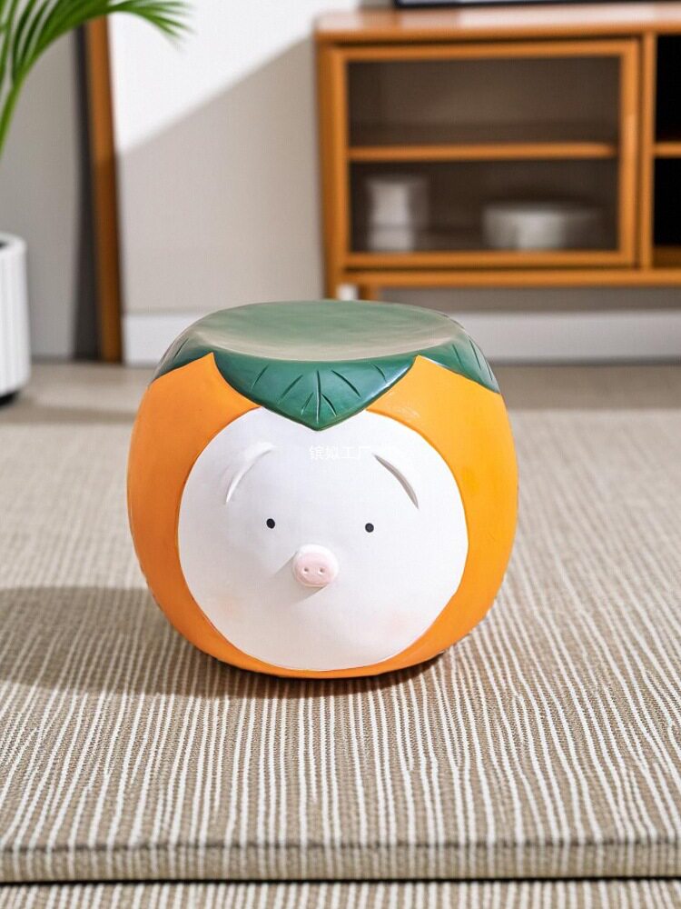 门口换鞋凳进门小矮凳可爱皆宜猪柿客厅入户家居装饰卧室创意家用