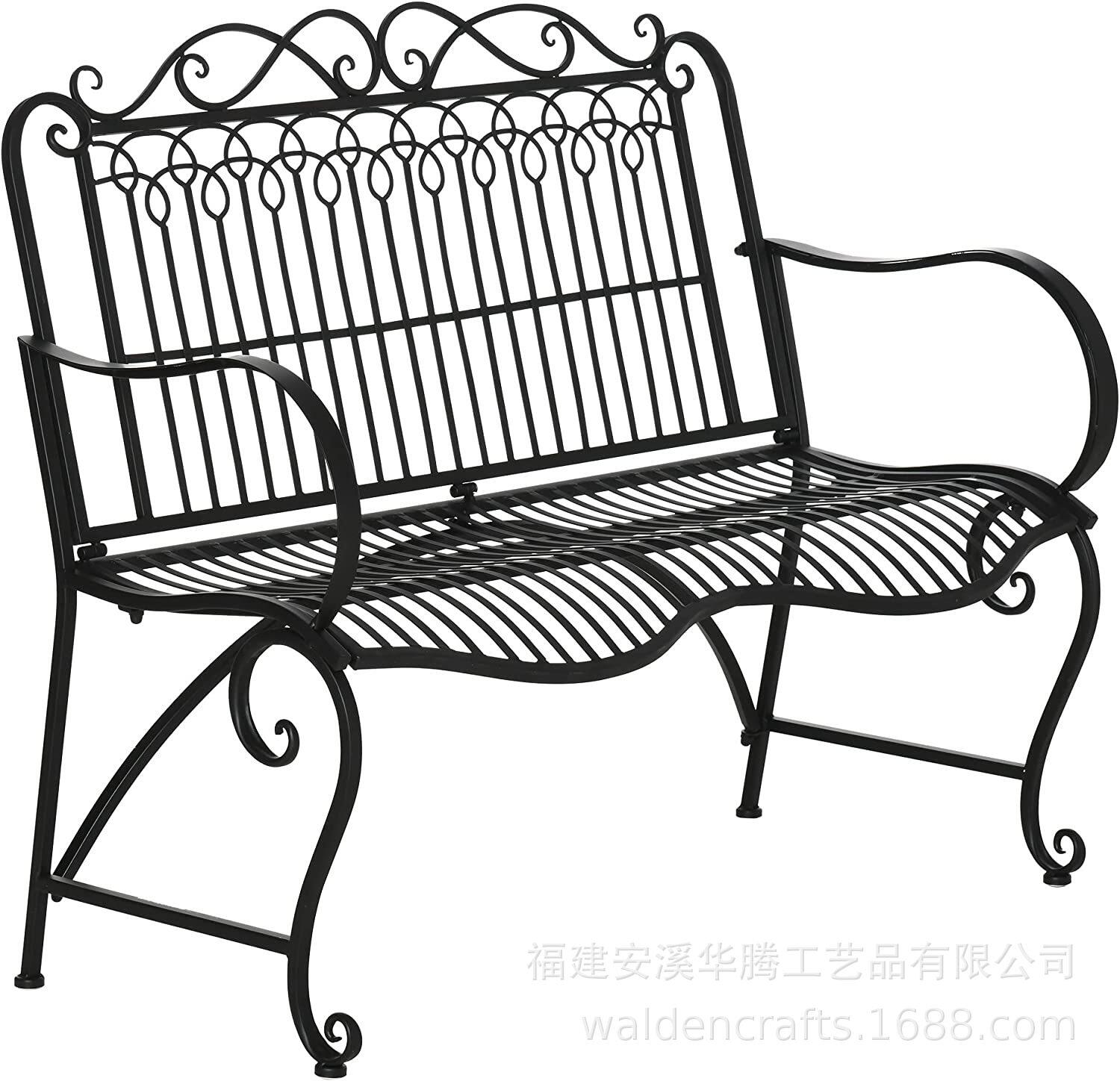 欧式广场户外家具沙发扶手靠背长椅花园庭院阳台铁艺长条休闲椅
