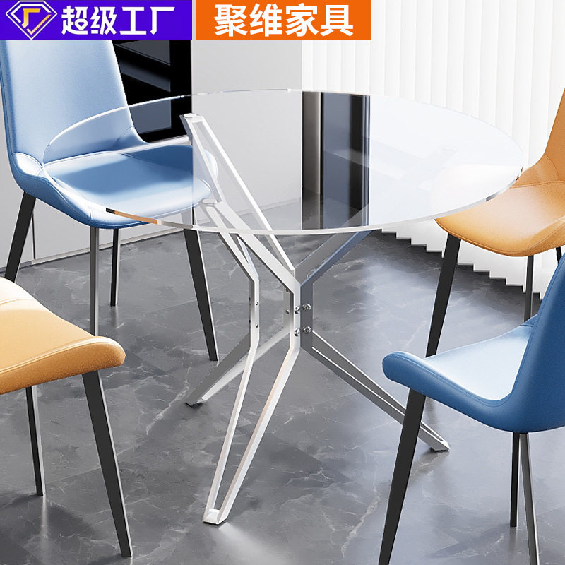 源头工厂接待洽谈桌定制办公室4S店售楼谈判桌会客钢化玻璃餐桌