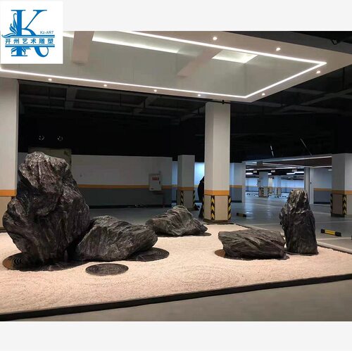 售楼处落地玻璃钢雕塑艺术品装置石头工艺品酒店大堂摆件软装饰品