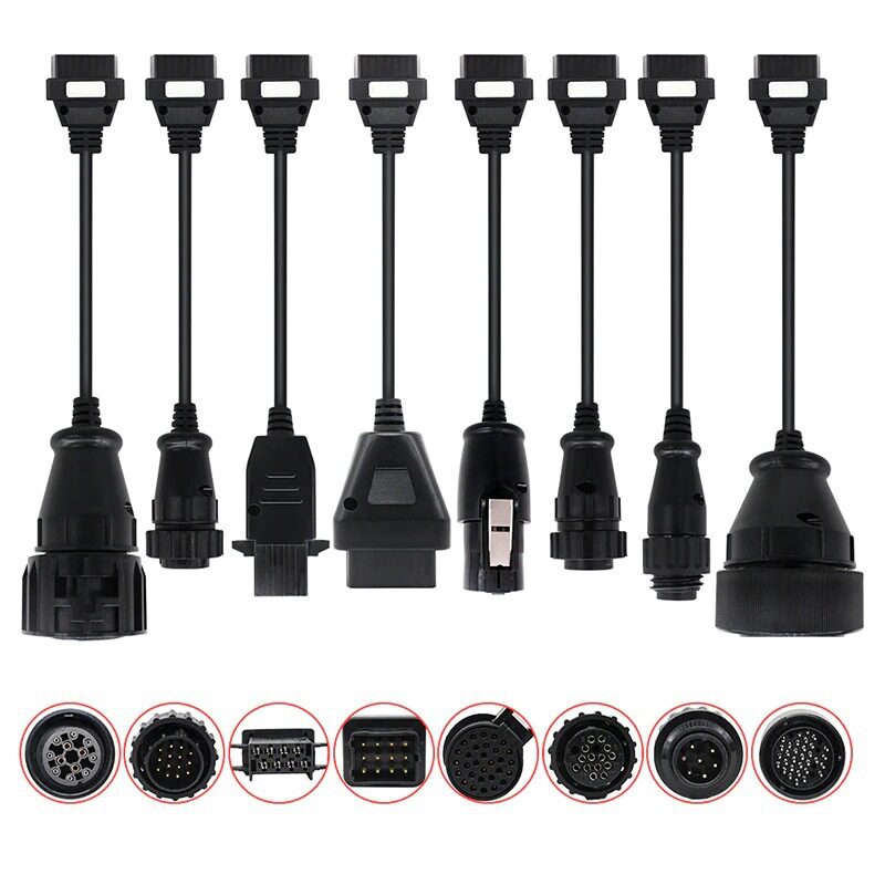 Truck Cabl OBD2 卡车线8件套适用于 TCS PRO诊断读取器接口连接