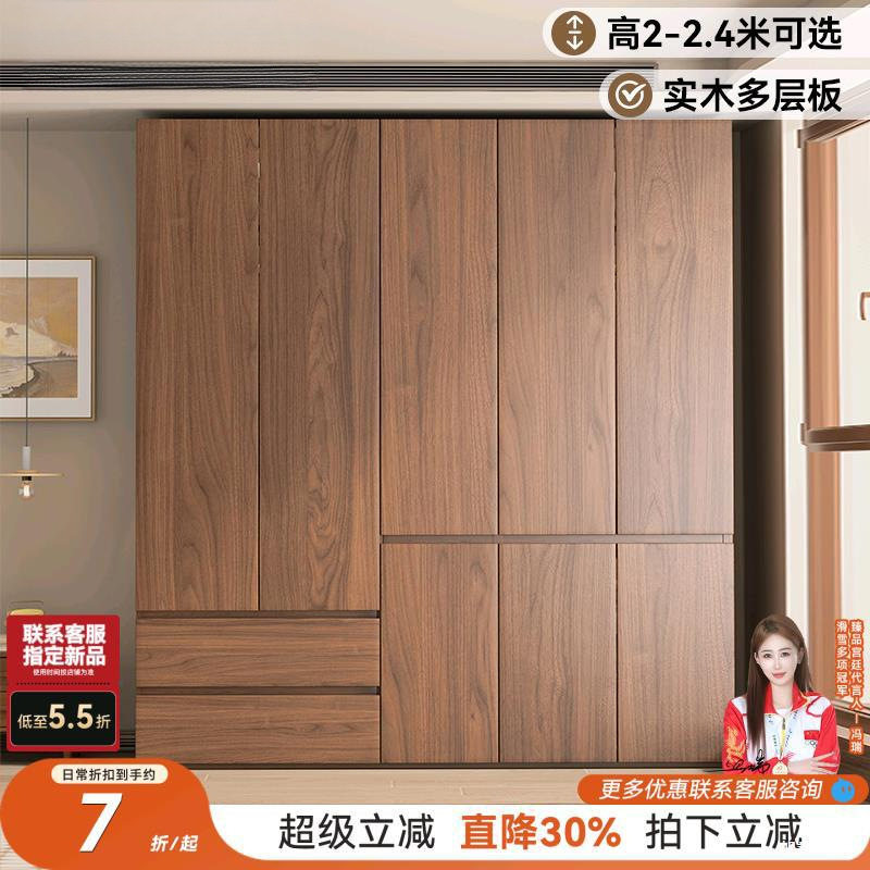 现代简约分段式到顶平开门衣柜