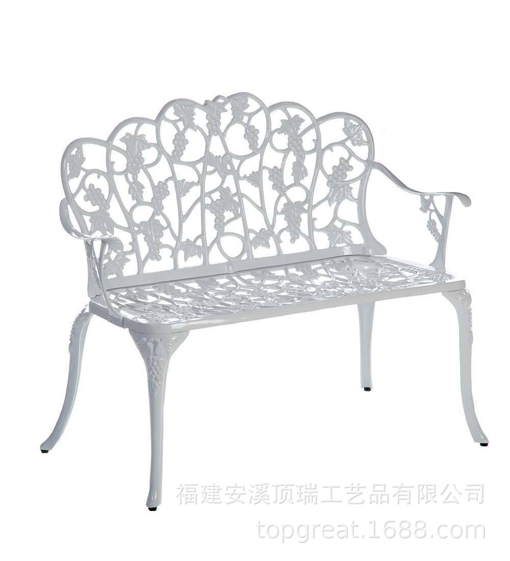 户外白色铁艺双人休闲椅