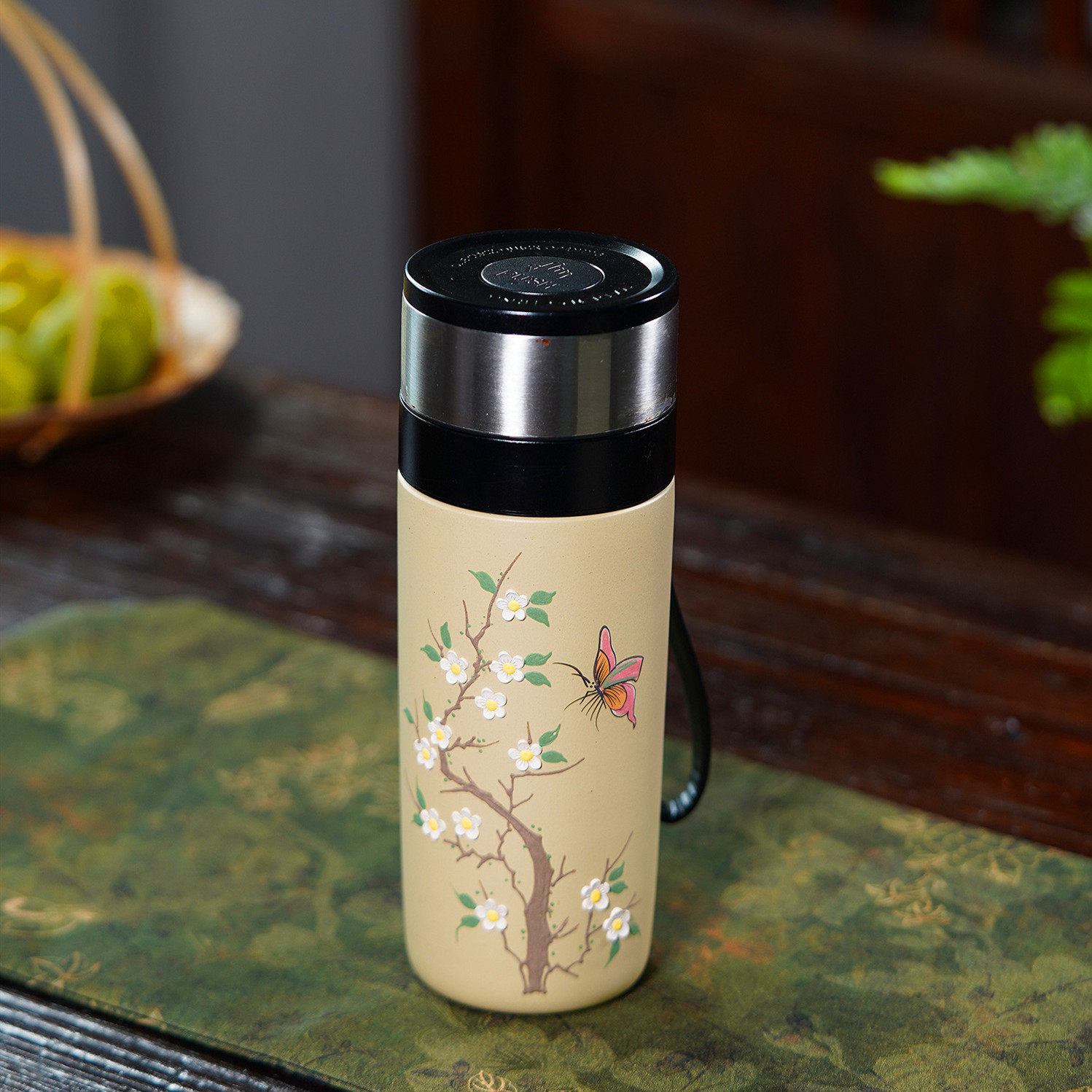 迹遇正宗宜兴紫砂杯茶杯杯子盖杯纯手工段泥蝶恋花随手杯高档礼品