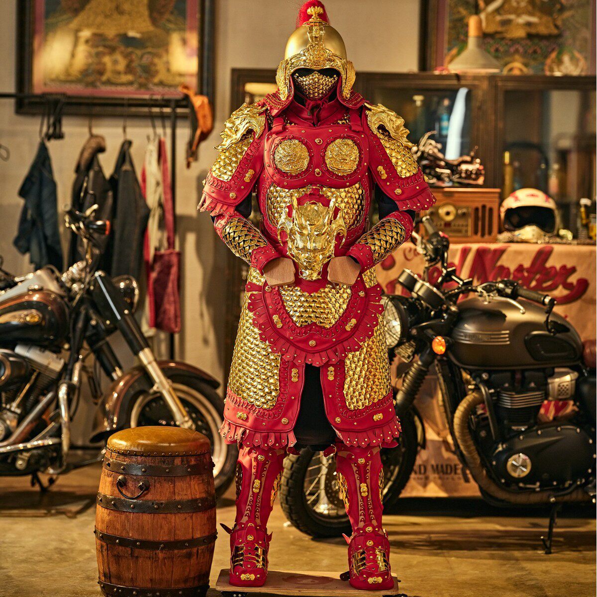 炼铠甲胄明代大将军财神赵公明服装鱼鳞勇士真人可穿戴摆件盔甲