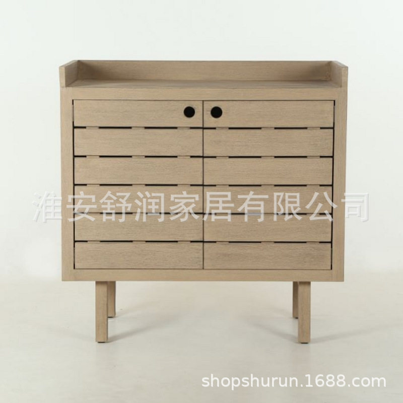 新中式木质百叶窗餐边玄关柜