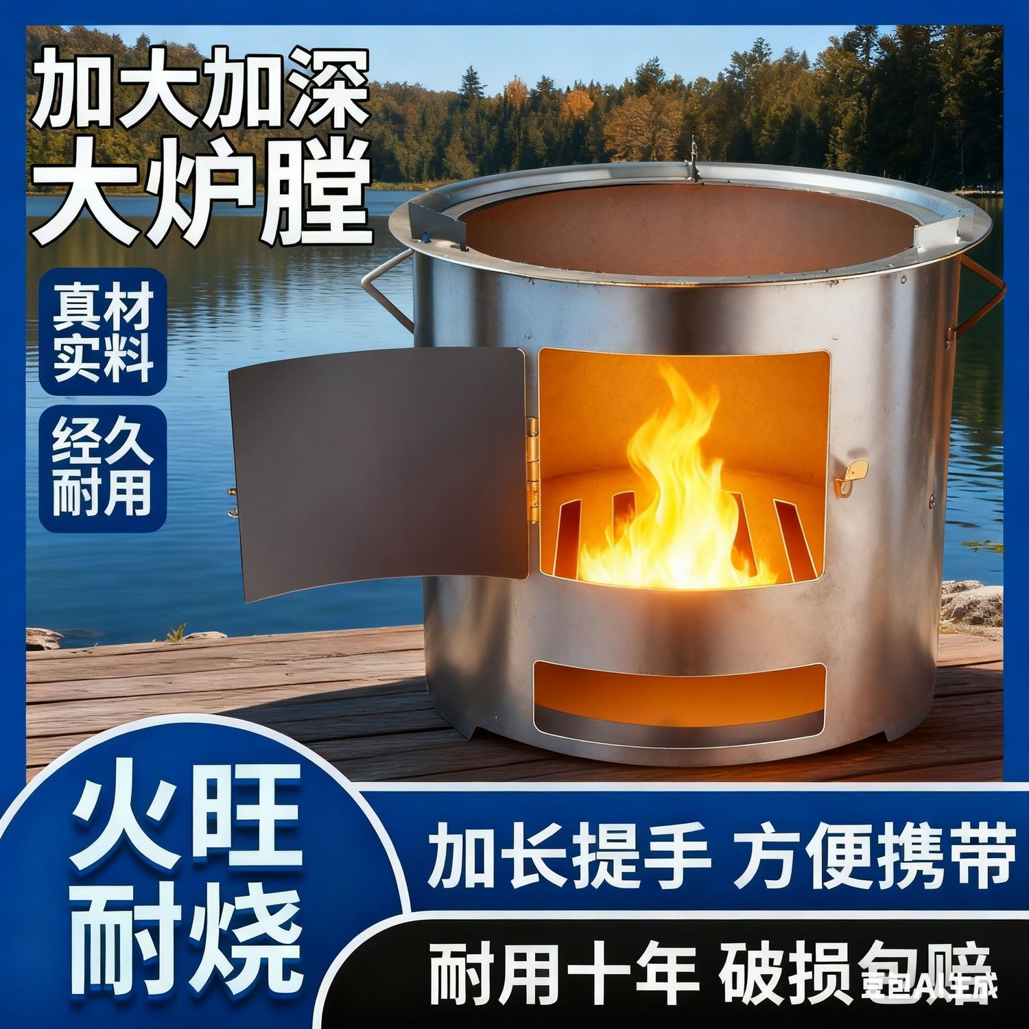 新款便携炉子火炉围炉煮茶取暖农村烧烤多功能柴火炉灶户外烧木炭