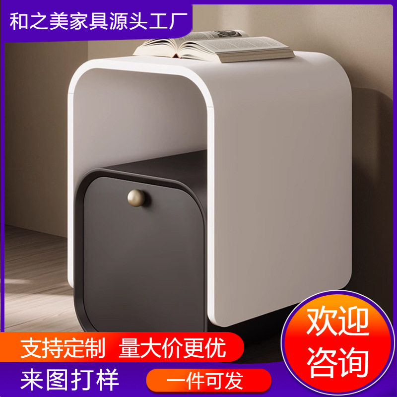 意式极简超窄床头柜烤漆现代简约创意镂空卧室极窄设计师款床边柜