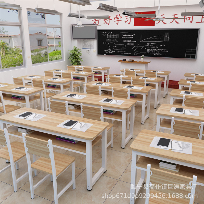 新款特价长条补习桌椅组合
