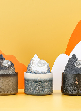 桌面装饰流水招财小摆件山水喷泉景观时来运转办公室风水轮茶宠礼
