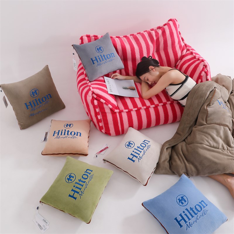 简约两用抱枕被靠垫枕头被秋冬绒纯E色刺绣汽车沙发午睡宿舍二合