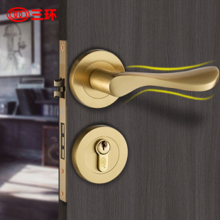 三环纯铜分体门锁三件套装 室内卧室静音房门实木门全铜锁具0151