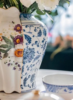 周冬雨同款sele中西合壁花瓶高级感骨瓷花器P入户玄关摆件客厅摆