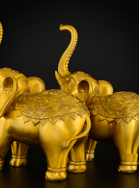 纯铜大象摆件一对铜象招客厅玄关财位吸水象特大号铜大象工艺品
