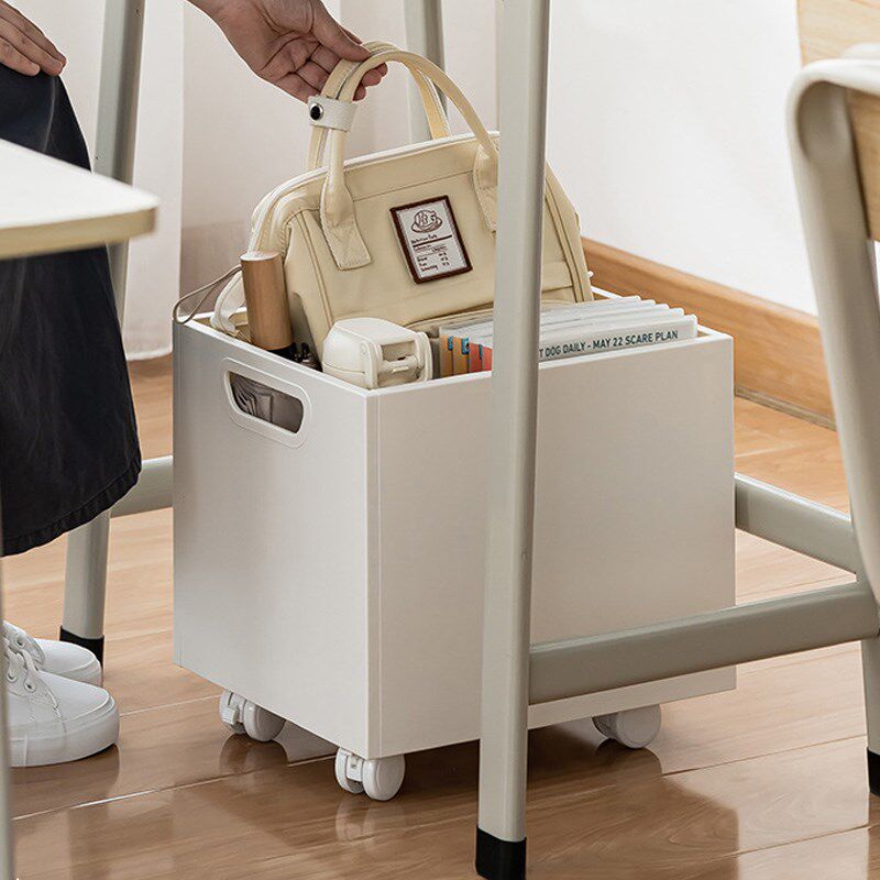 桌下书箱可折叠收纳箱书架带滑轮可移动学生教室大容量书本置物架