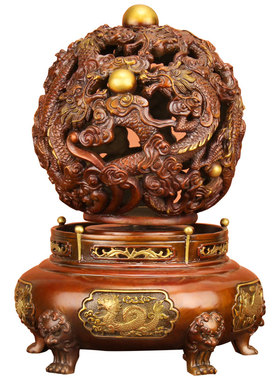 《九龙戏珠》全铜九转乾坤鼎摆件四神兽转运O青龙办公桌招财工艺