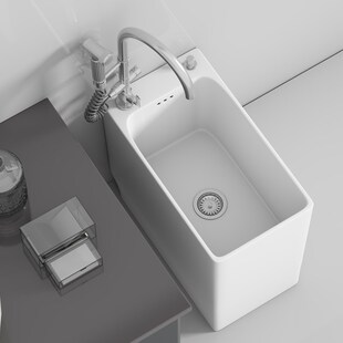 家用洗拖把池窄长型卫生间阳台小户型小号落地式角落竖款拖布池