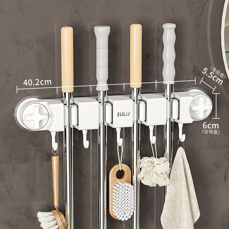 壁挂拖把夹挂钩吸盘家用置物架卫生间强力固定挂架卡扣浴室收纳架