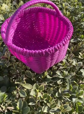 手工编织篮子水果篮菜篮采摘篮购物篮买菜篮野餐S篮新款紫色小提
