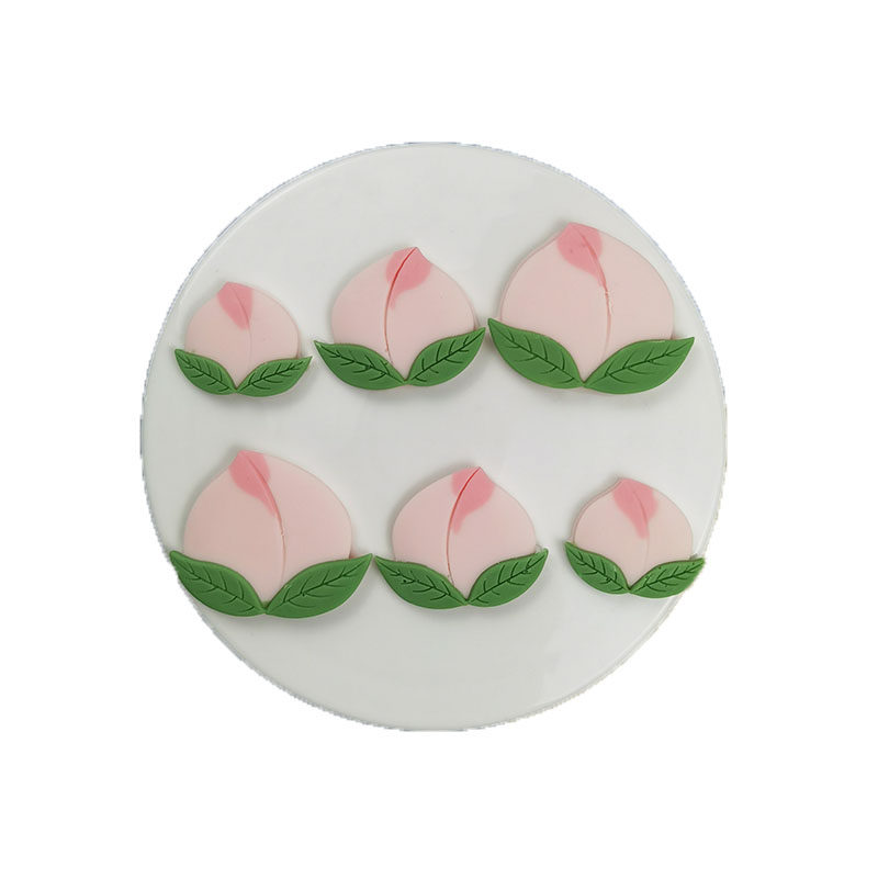 手工立体寿桃片粉红巧克力生日蛋糕装饰老人祝寿插件寿星寿婆食用